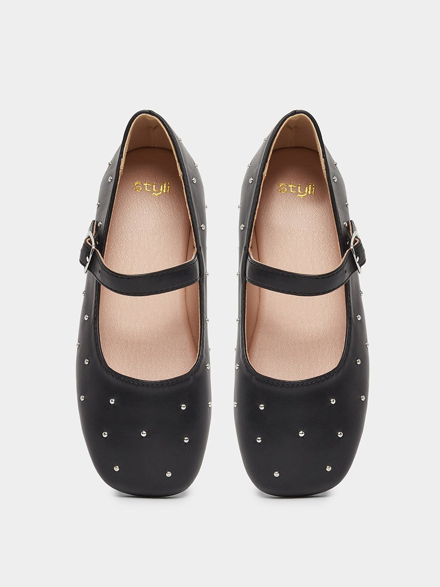 Embellished Ballerinas with Buckle Detail