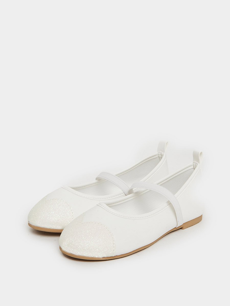 White Glitter Toe Ballerinas