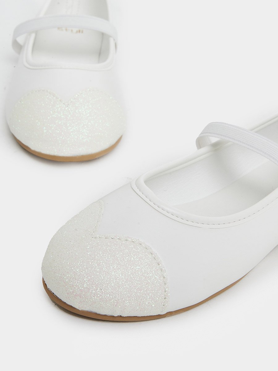 White Glitter Toe Ballerinas