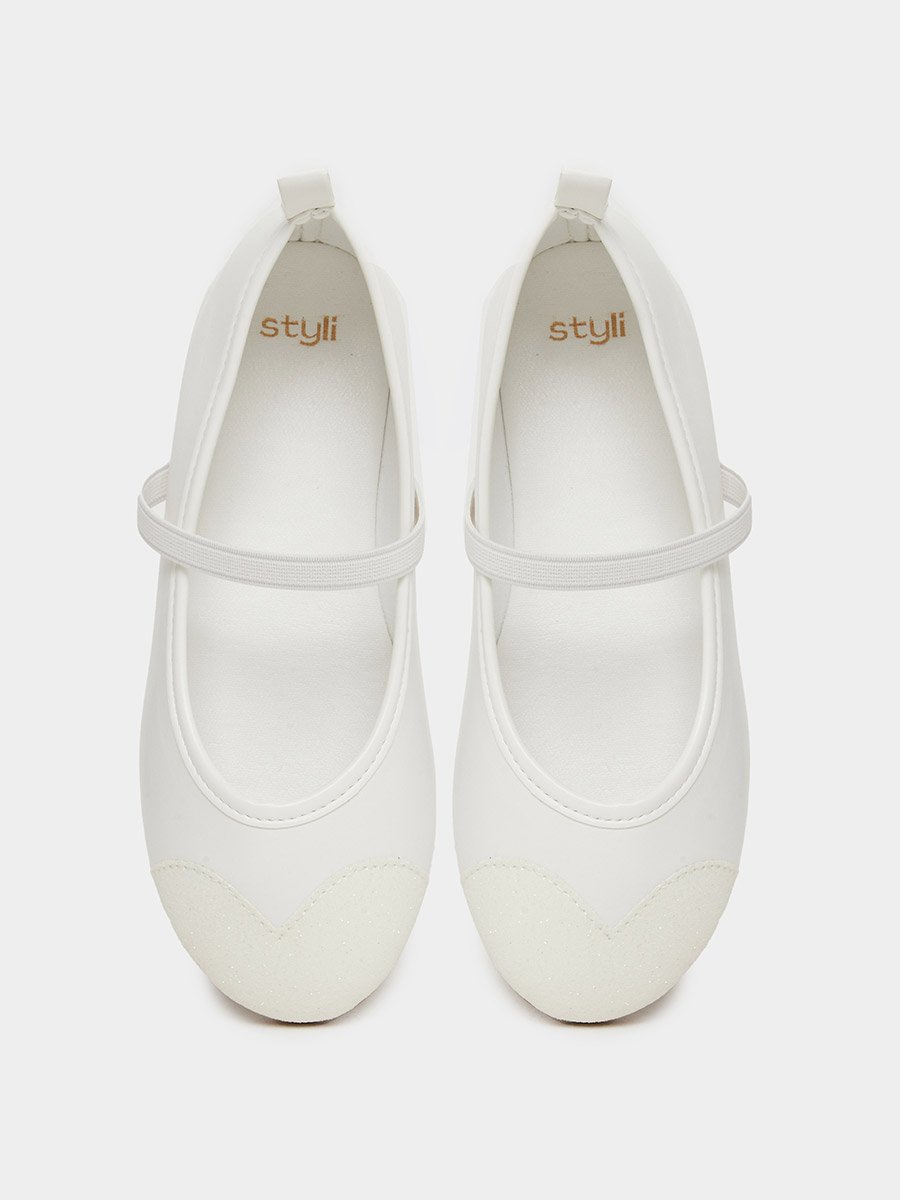 White Glitter Toe Ballerinas