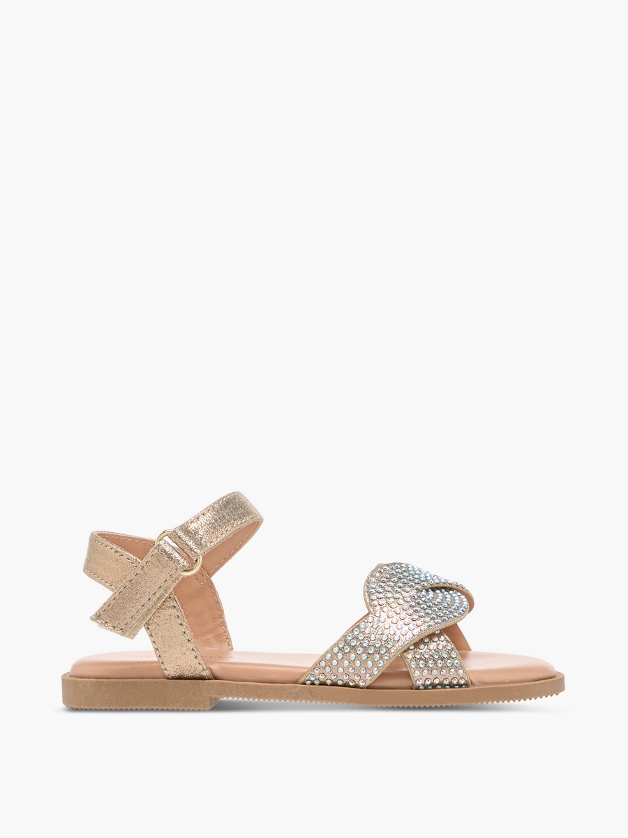 Embellished Sandals with Hook and Loop Closure