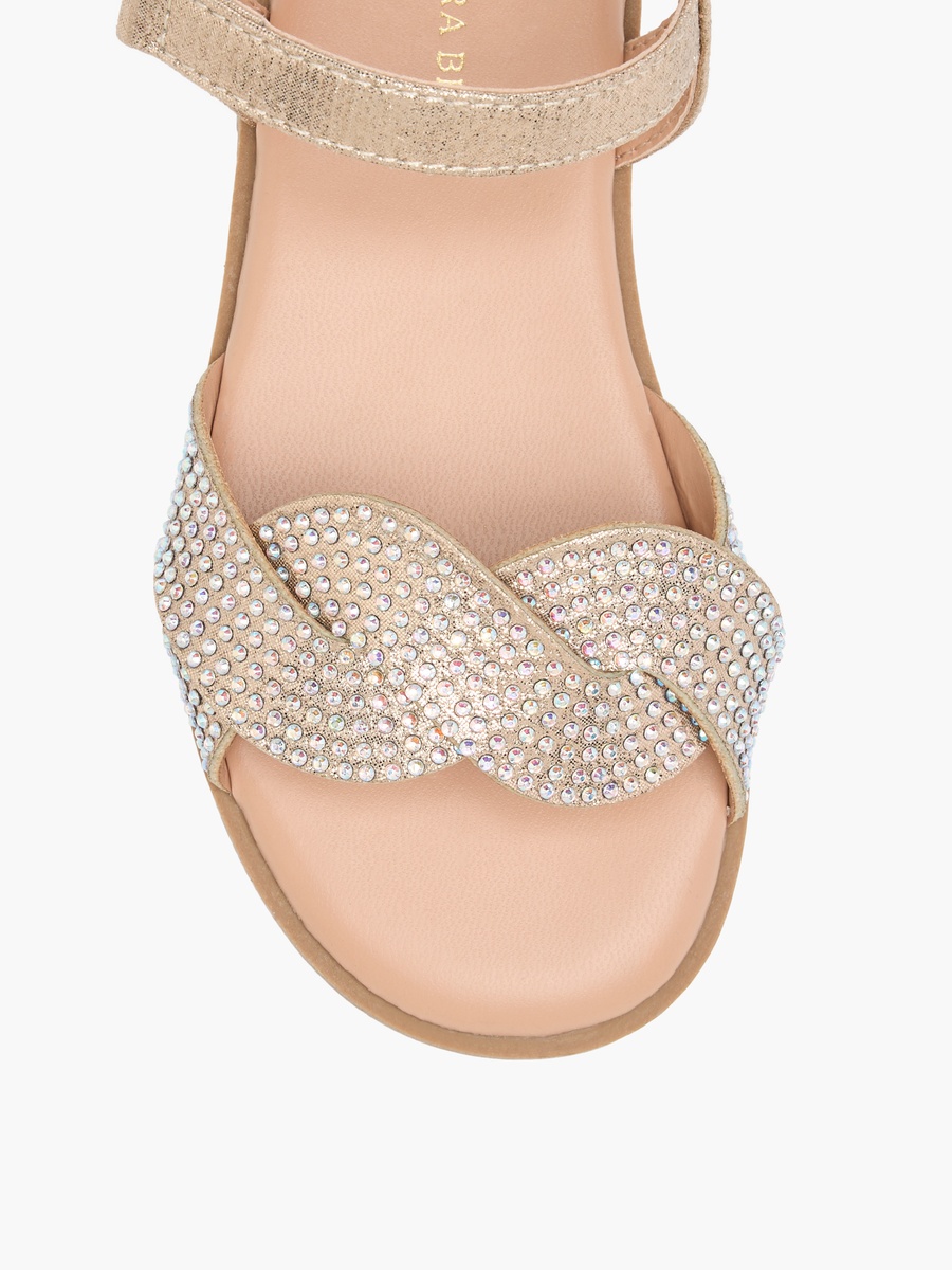 Embellished Sandals with Hook and Loop Closure
