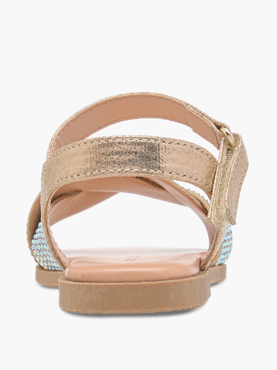 Embellished Sandals with Hook and Loop Closure