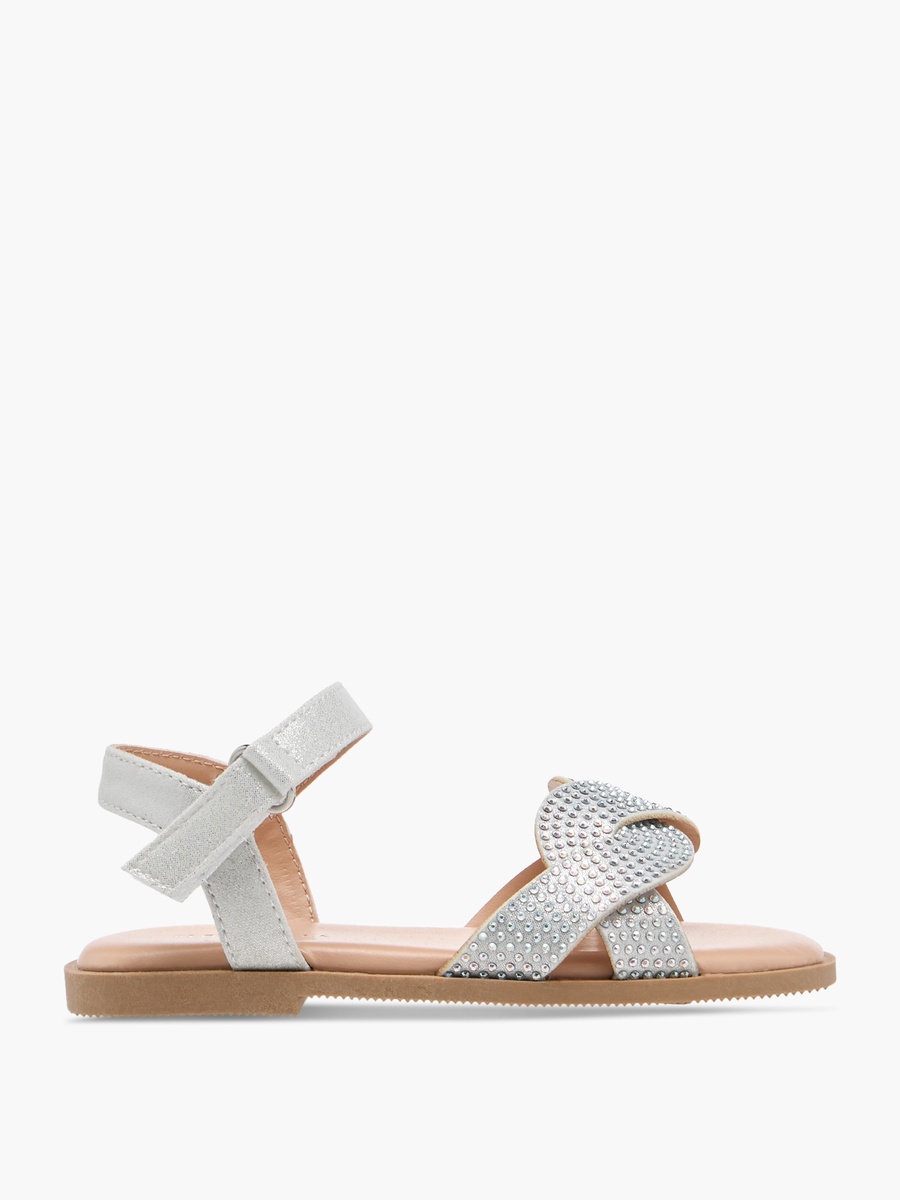 Embellished Sandals with Hook and Loop Closure
