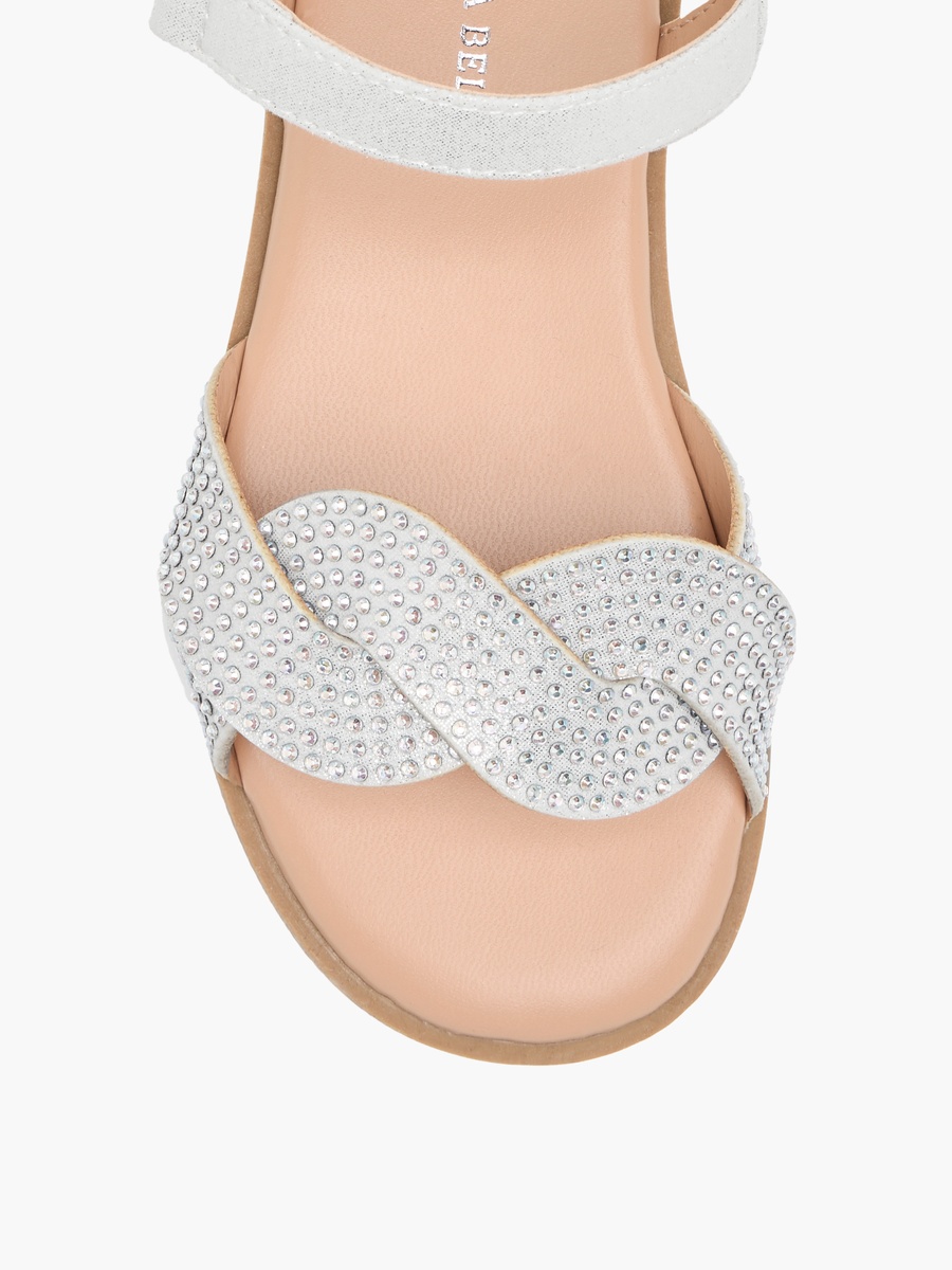 Embellished Sandals with Hook and Loop Closure