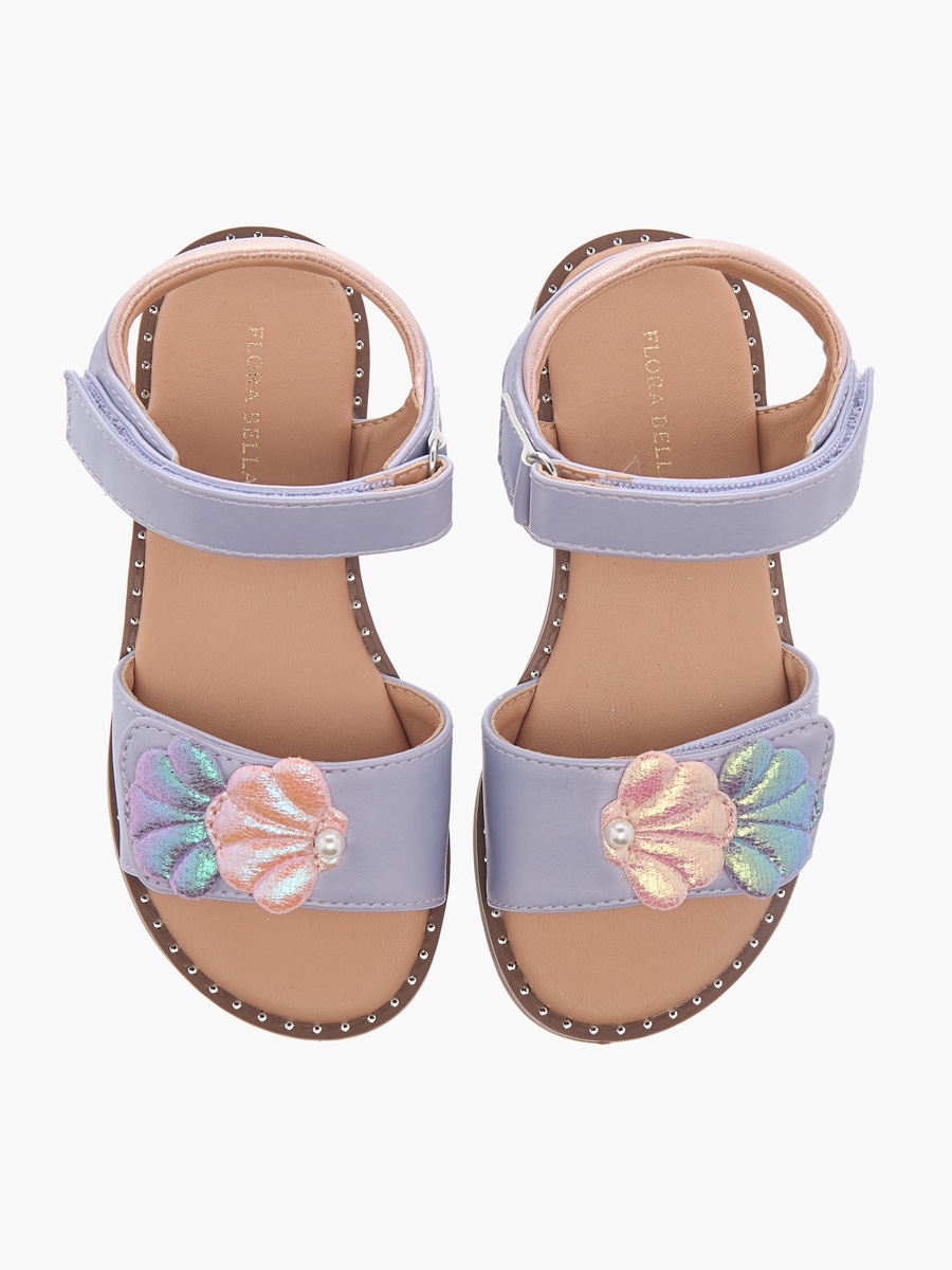 Seashell Applique Sandals with Hook and Loop Closure