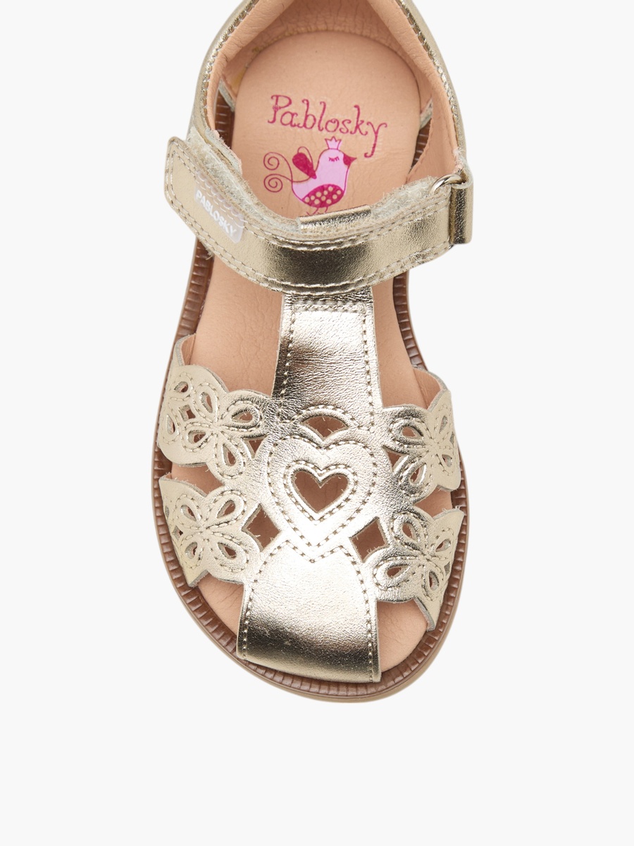 Girls Cutout Detail Strap Sandals with Hook and Loop Closure
