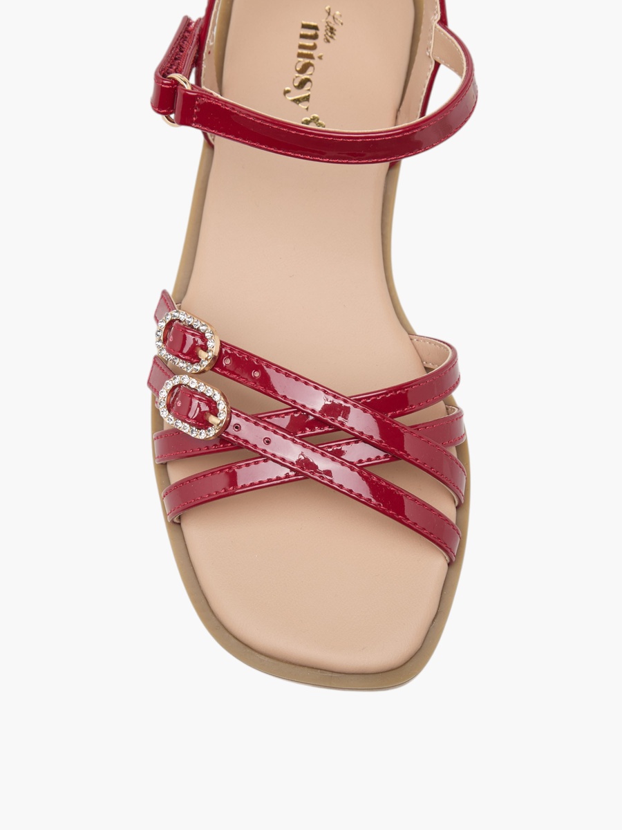 Buckle Detail Flat Sandals with Hook and Loop Closure