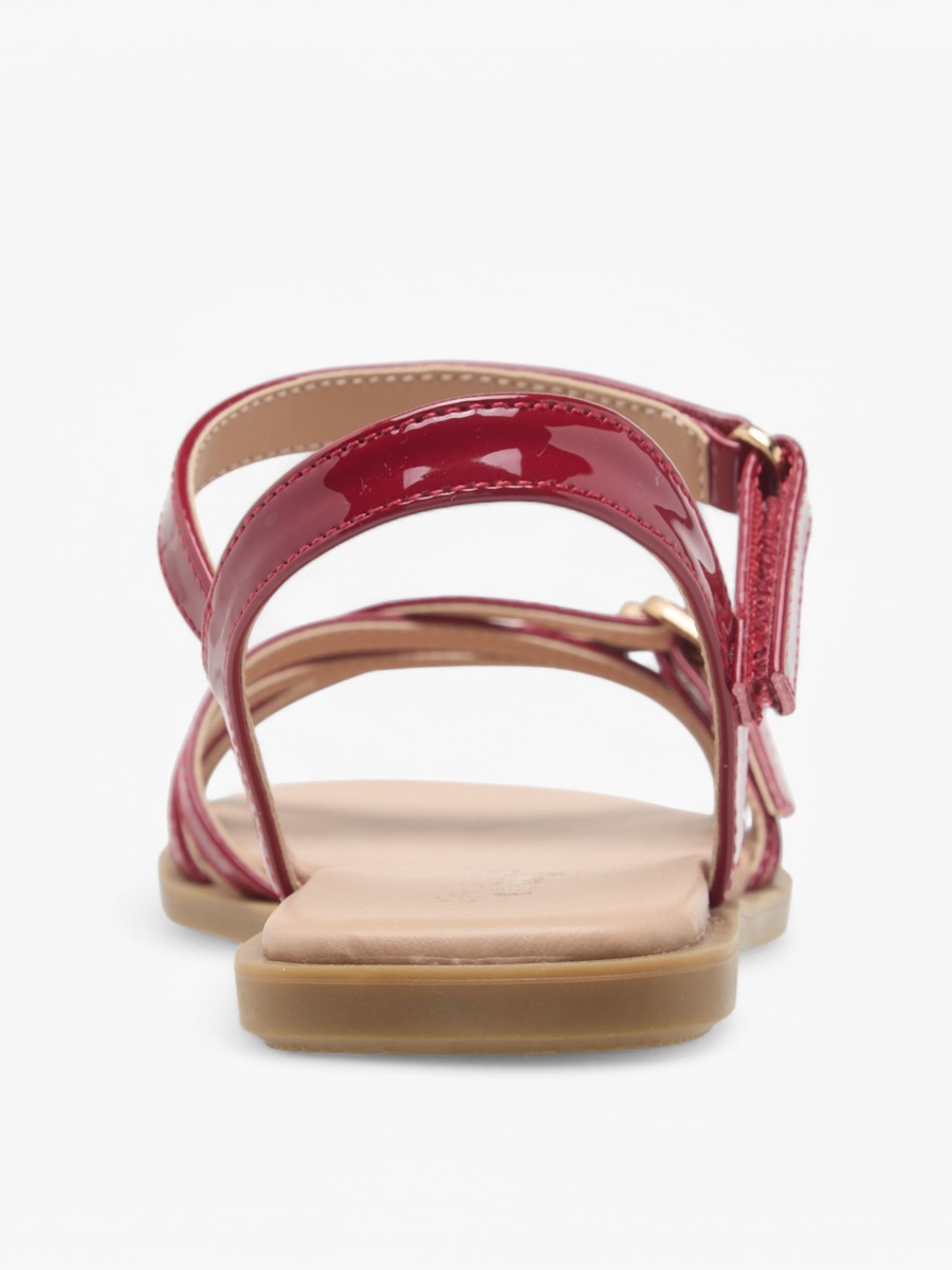 Buckle Detail Flat Sandals with Hook and Loop Closure
