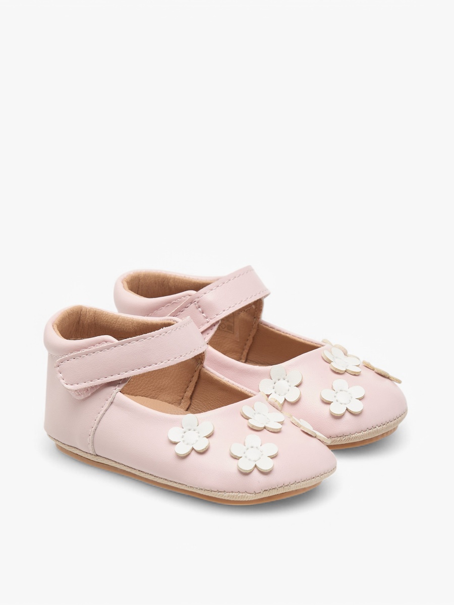 Floral Accent Booties with Hook and Loop Closure
