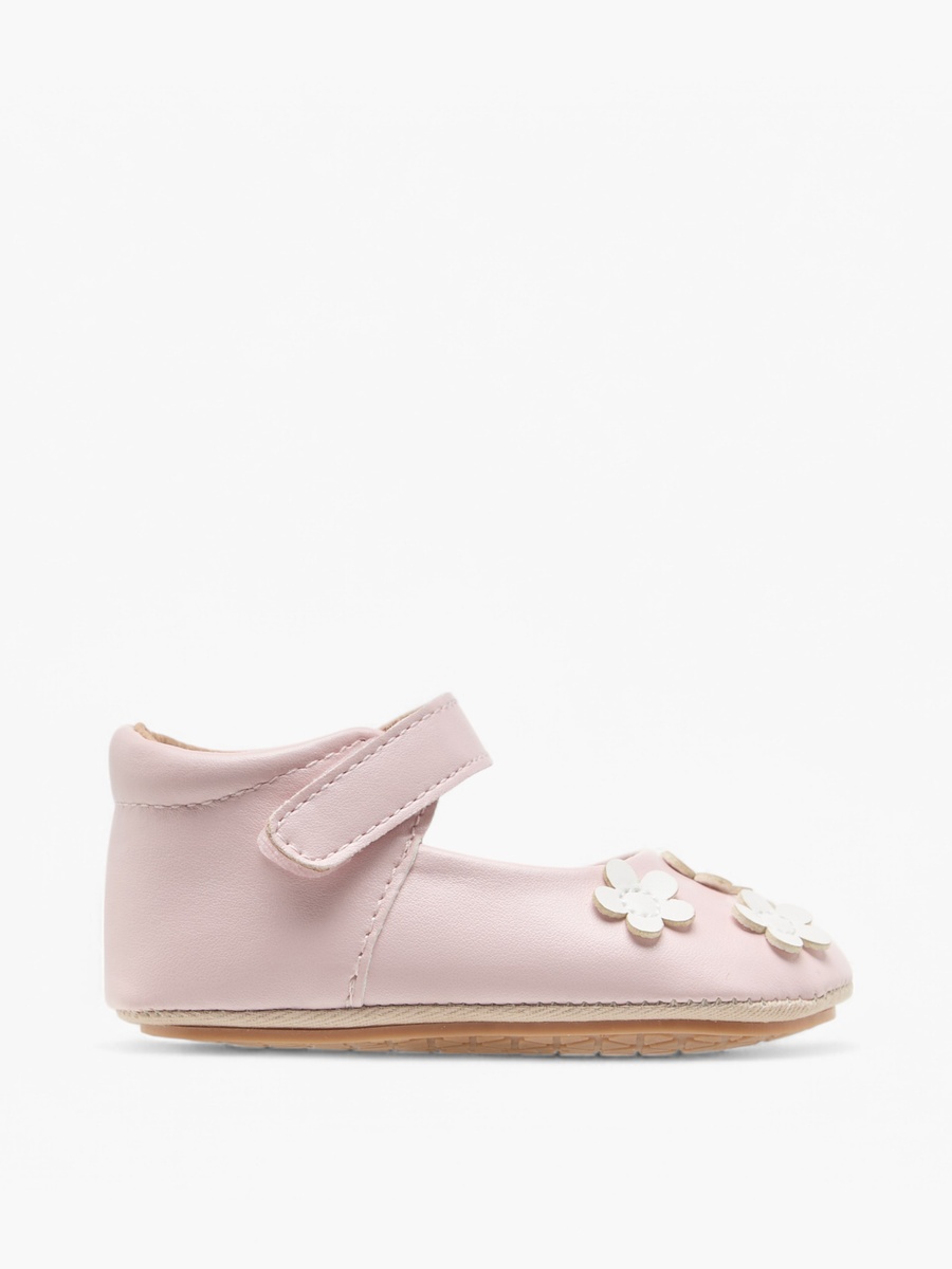 Floral Accent Booties with Hook and Loop Closure