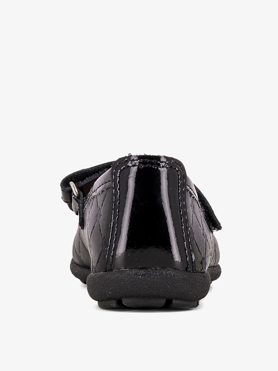 Bow Accent Leather School Shoes with Hook and Loop Closure