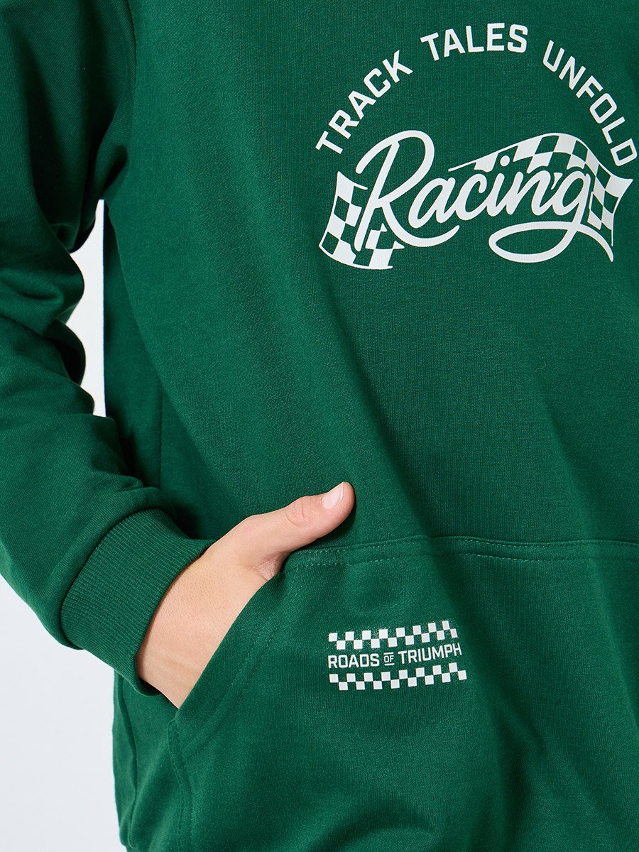 Teens Green Racing Print Hoodie and Joggers Set