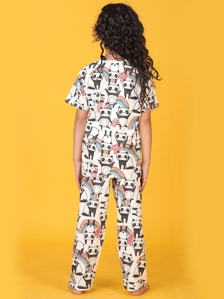 All-Over Panda Print T-Shirt and Pyjama Set