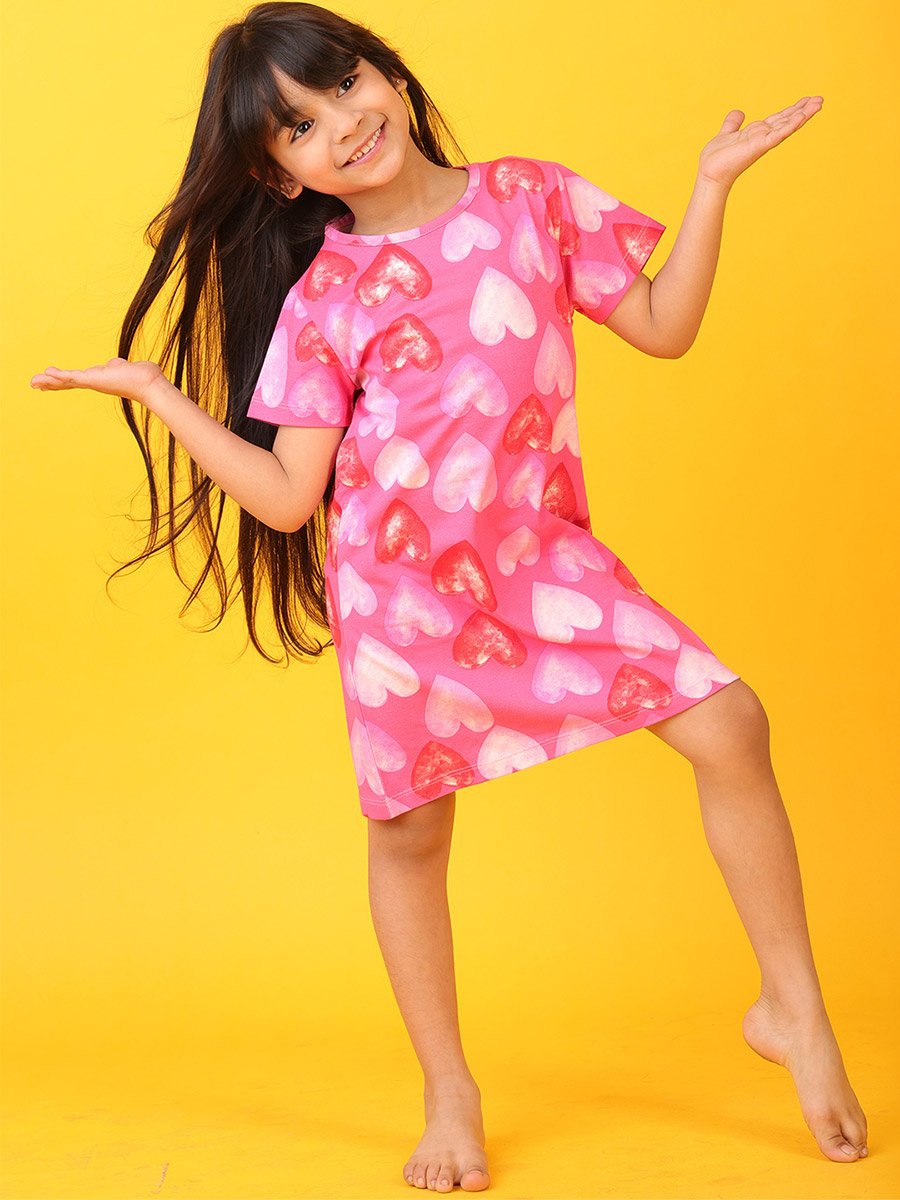 Hearts Print Mini Night Dress