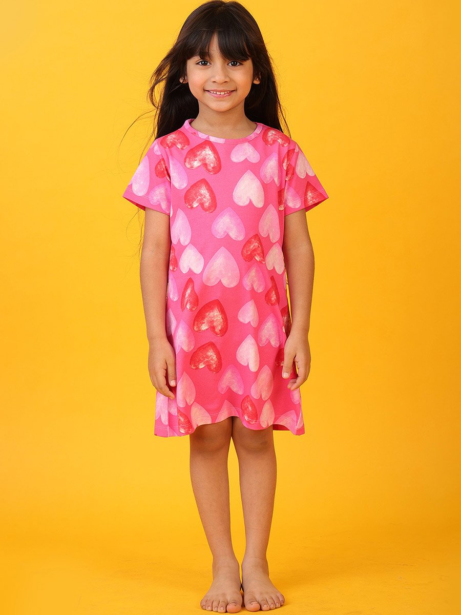 Hearts Print Mini Night Dress