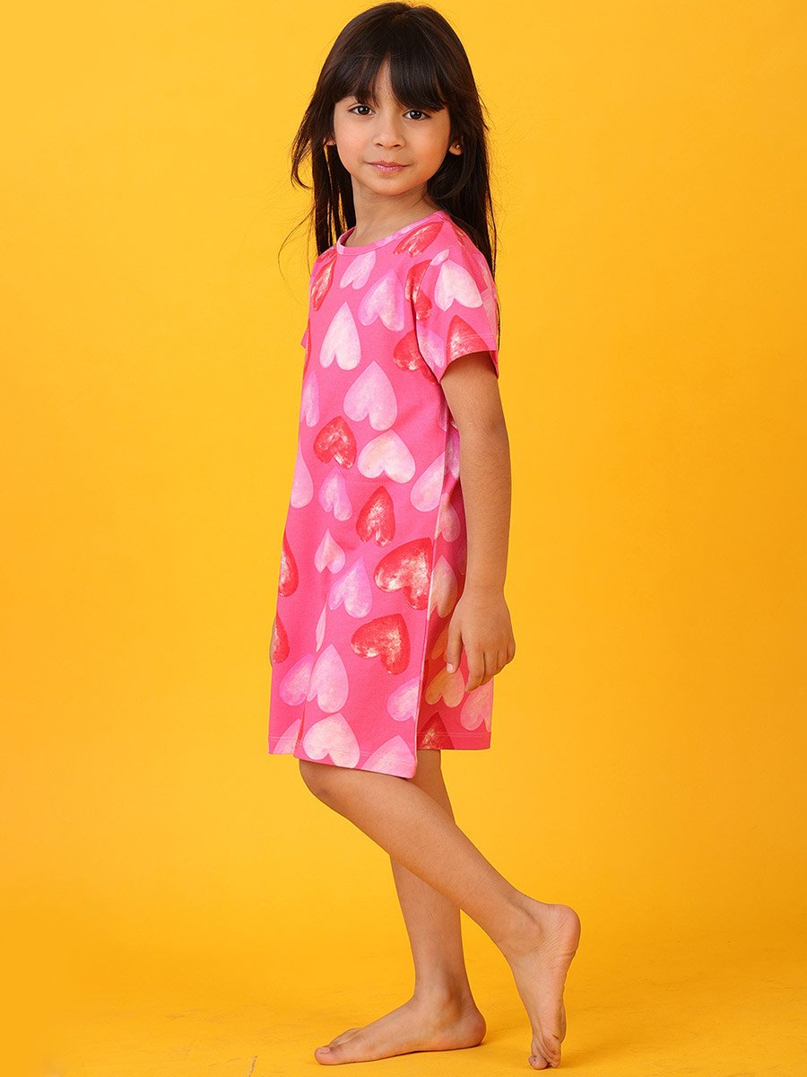 Hearts Print Mini Night Dress