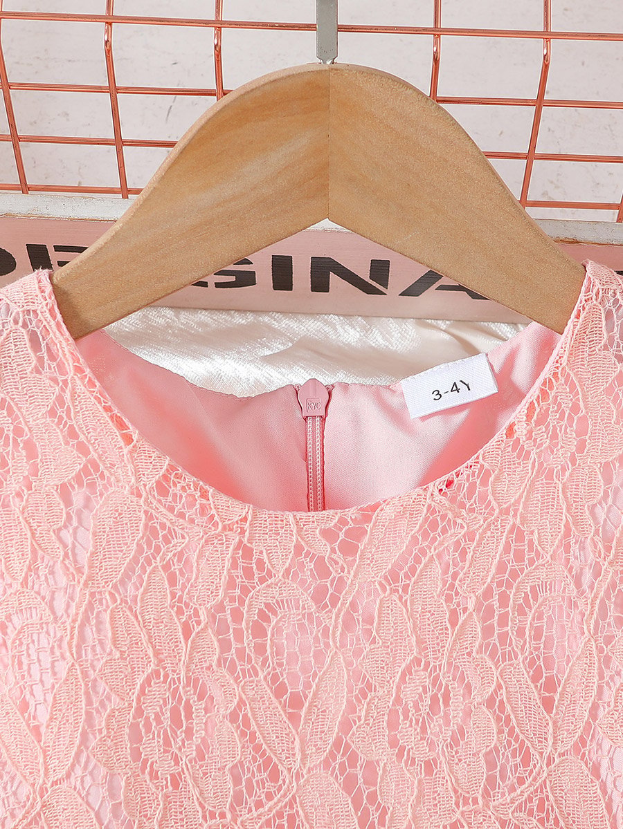 Lace Ruffled Sleeve Bow Detail Knee Length Dress