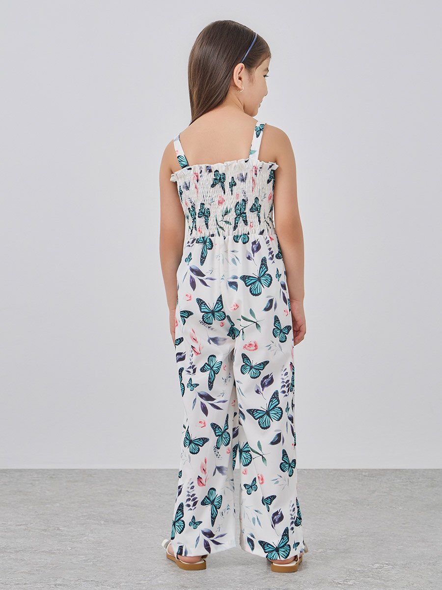 White Butterfly Print Cami Wide Leg Jumpsuit