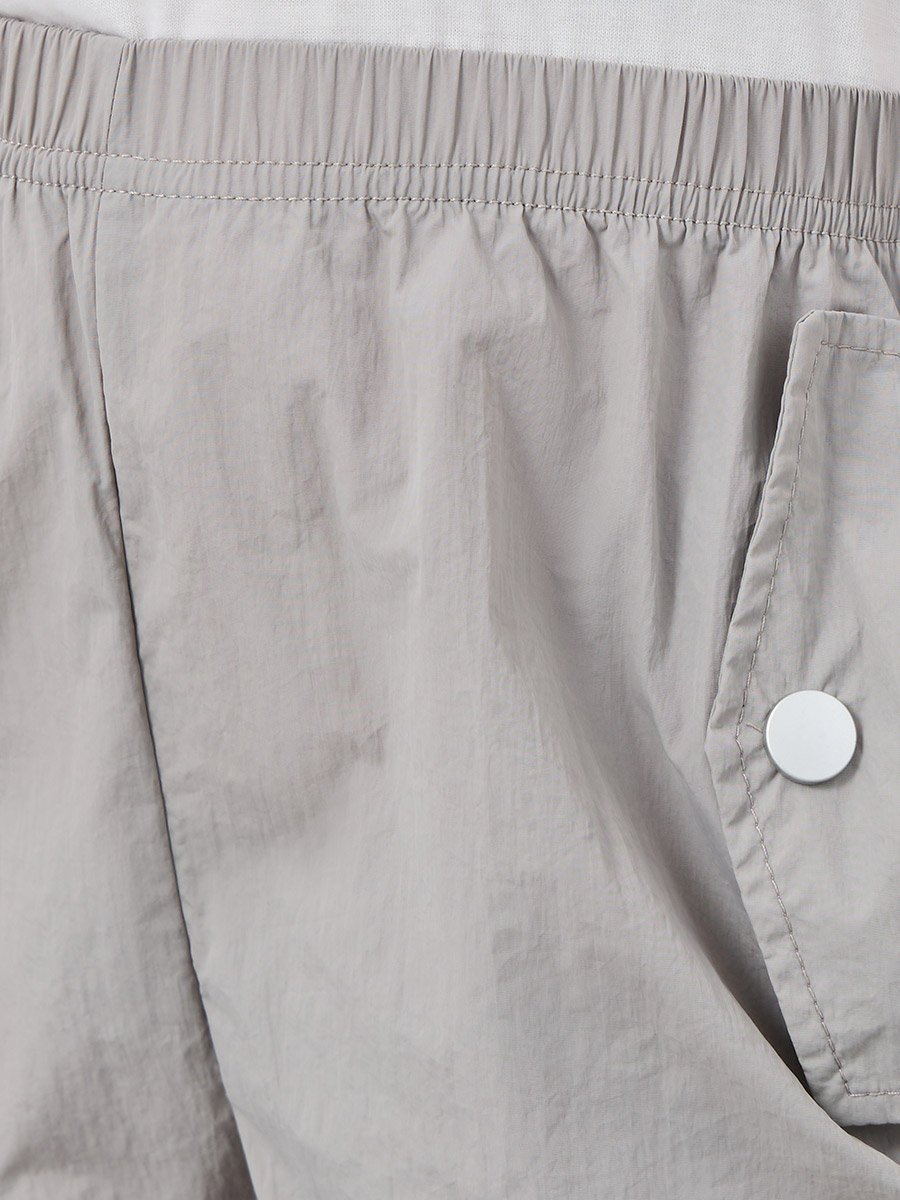 Solid Elastic Waist Pocket Detail Pants