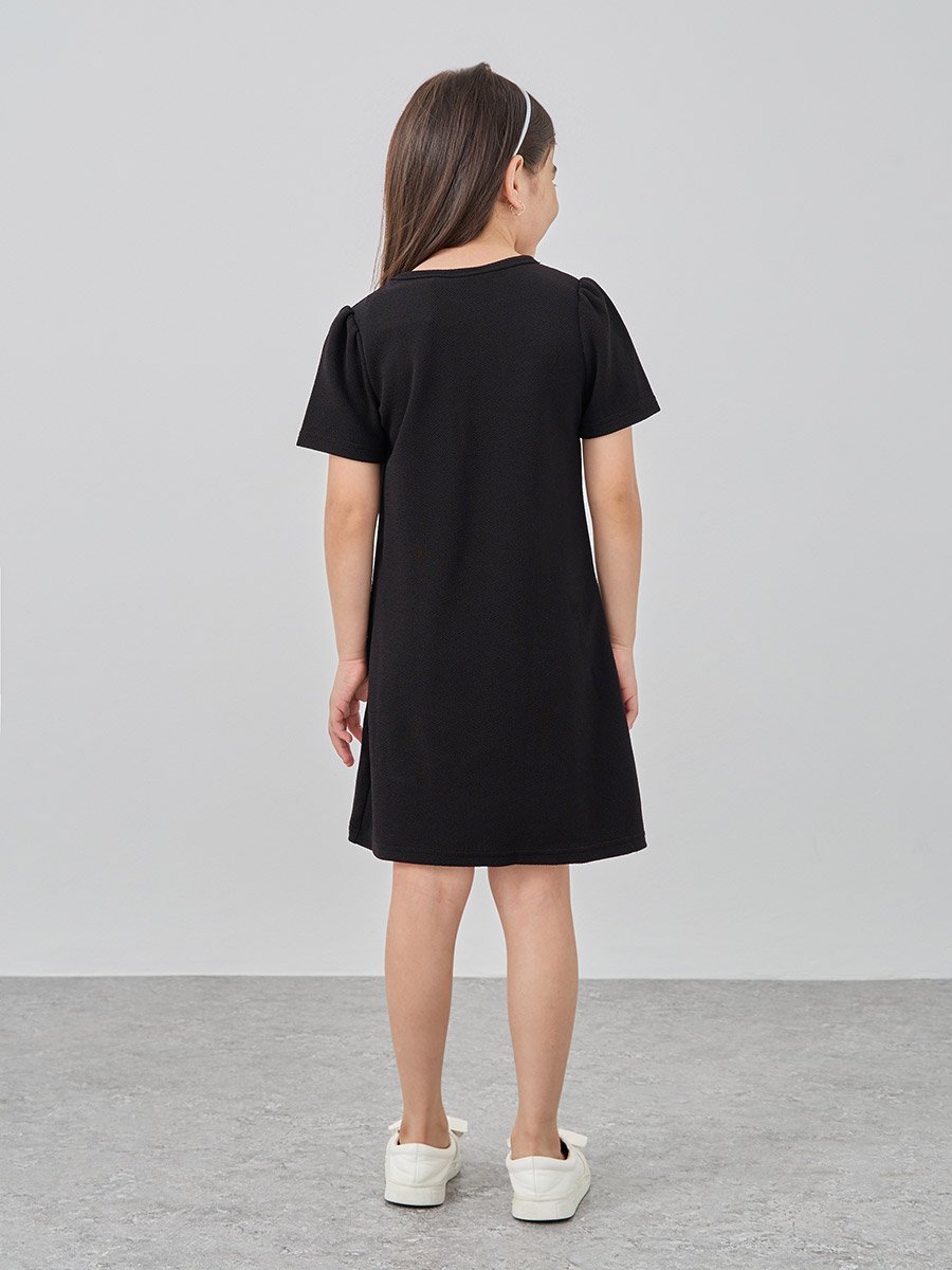 Bow Decoration Round Neck Dress
