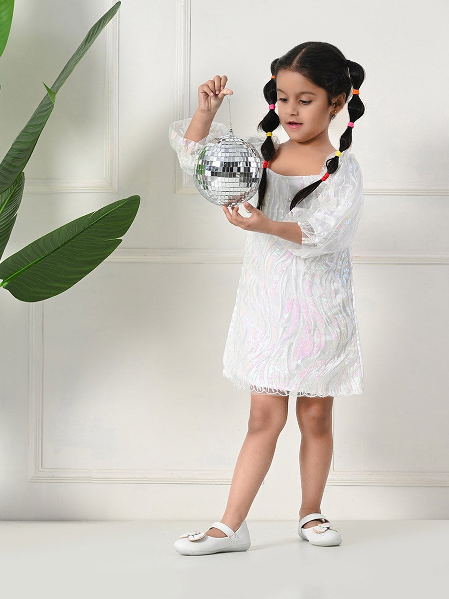 Embellished Sequined Square Neck Mini Dress