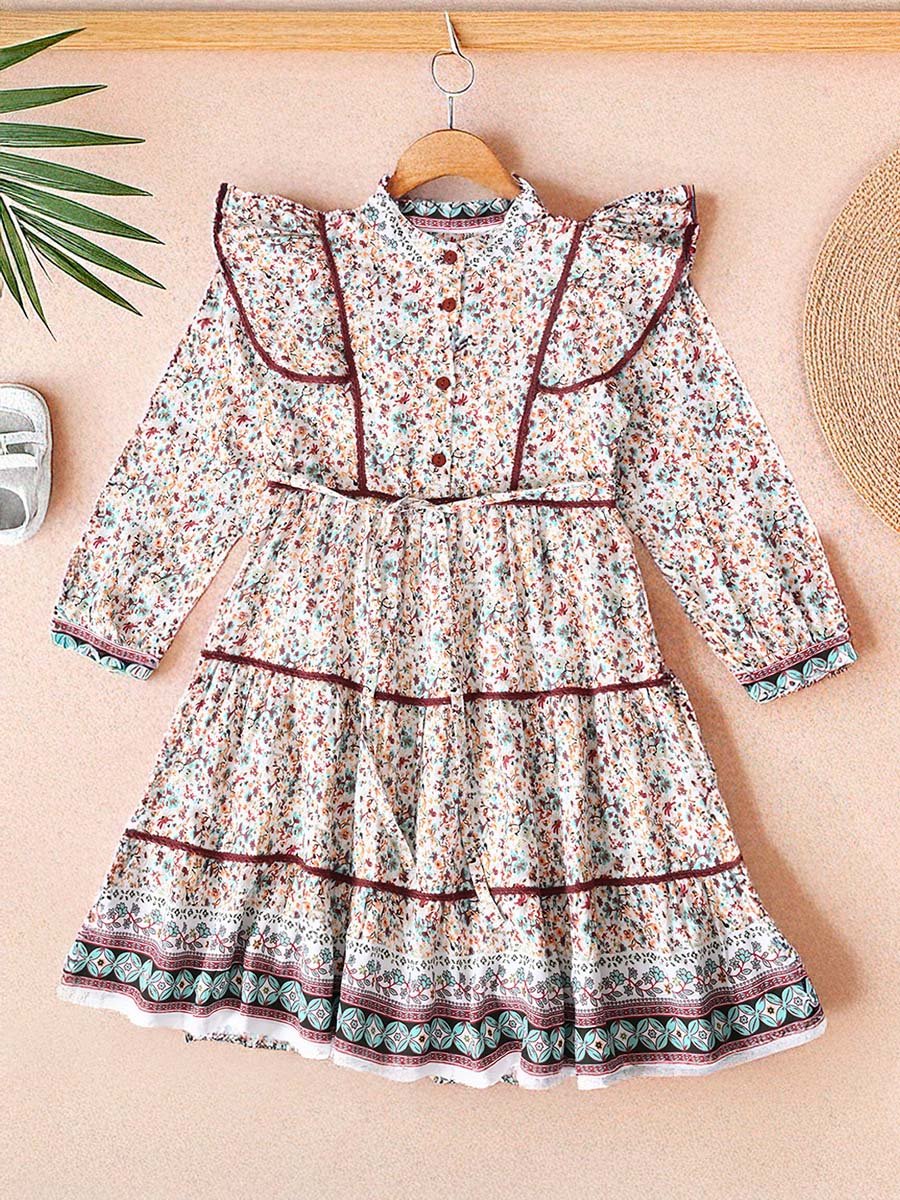AOP Floral Print Knee-Length Dress