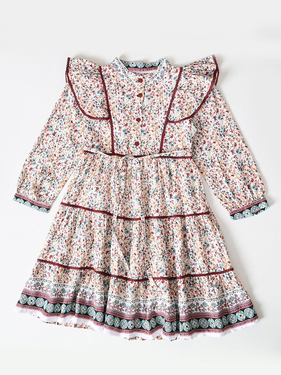 AOP Floral Print Knee-Length Dress