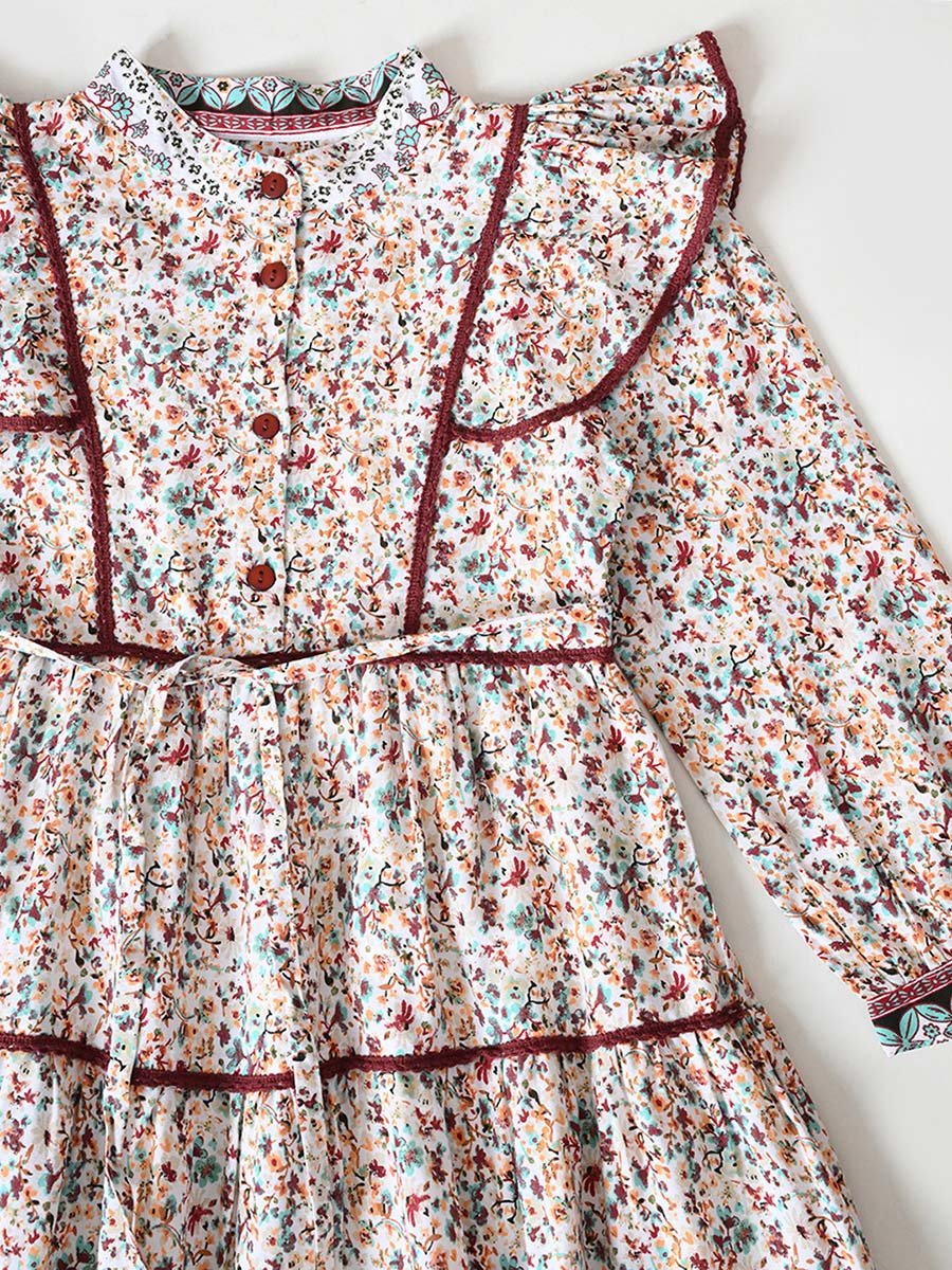 AOP Floral Print Knee-Length Dress