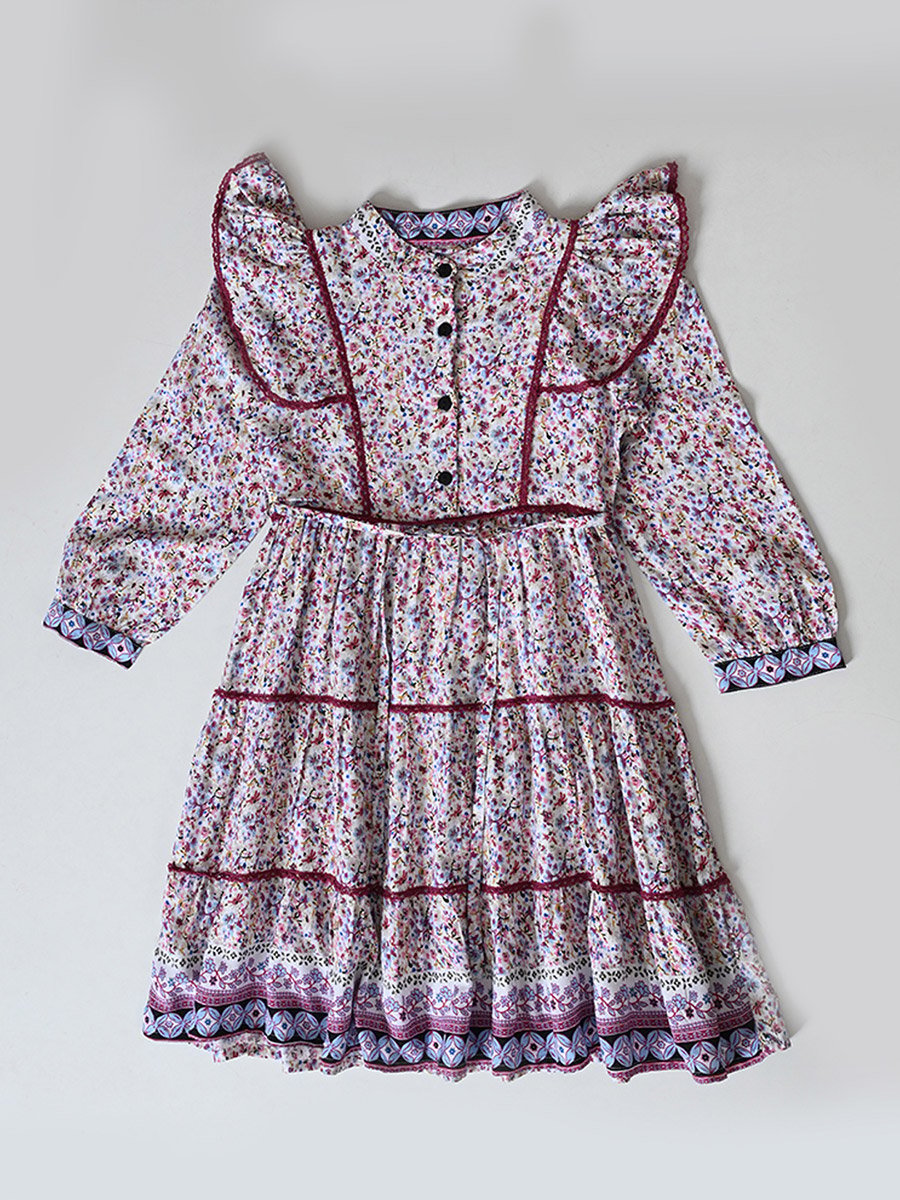 AOP Floral Print Knee-Length Dress