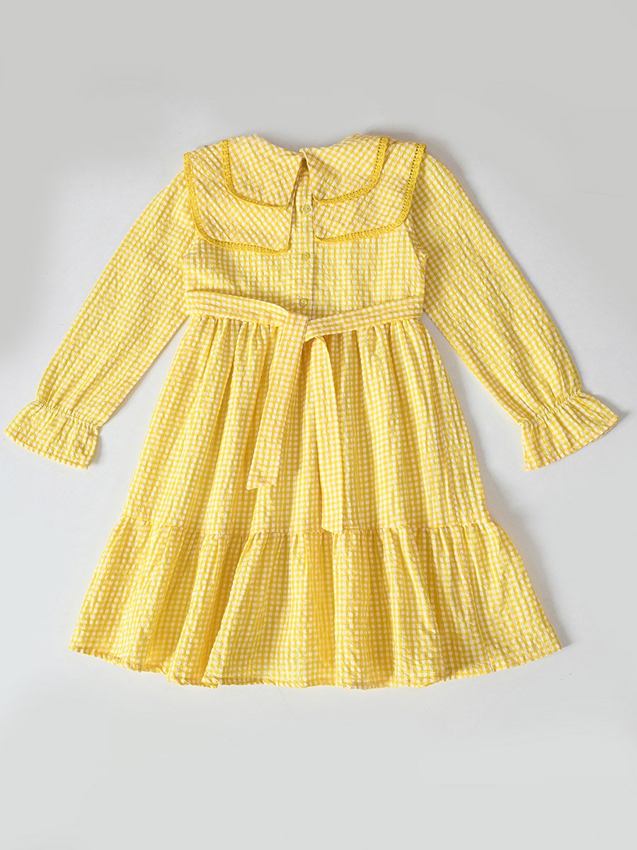 Gingham Print Tiered Knee-Length Dress