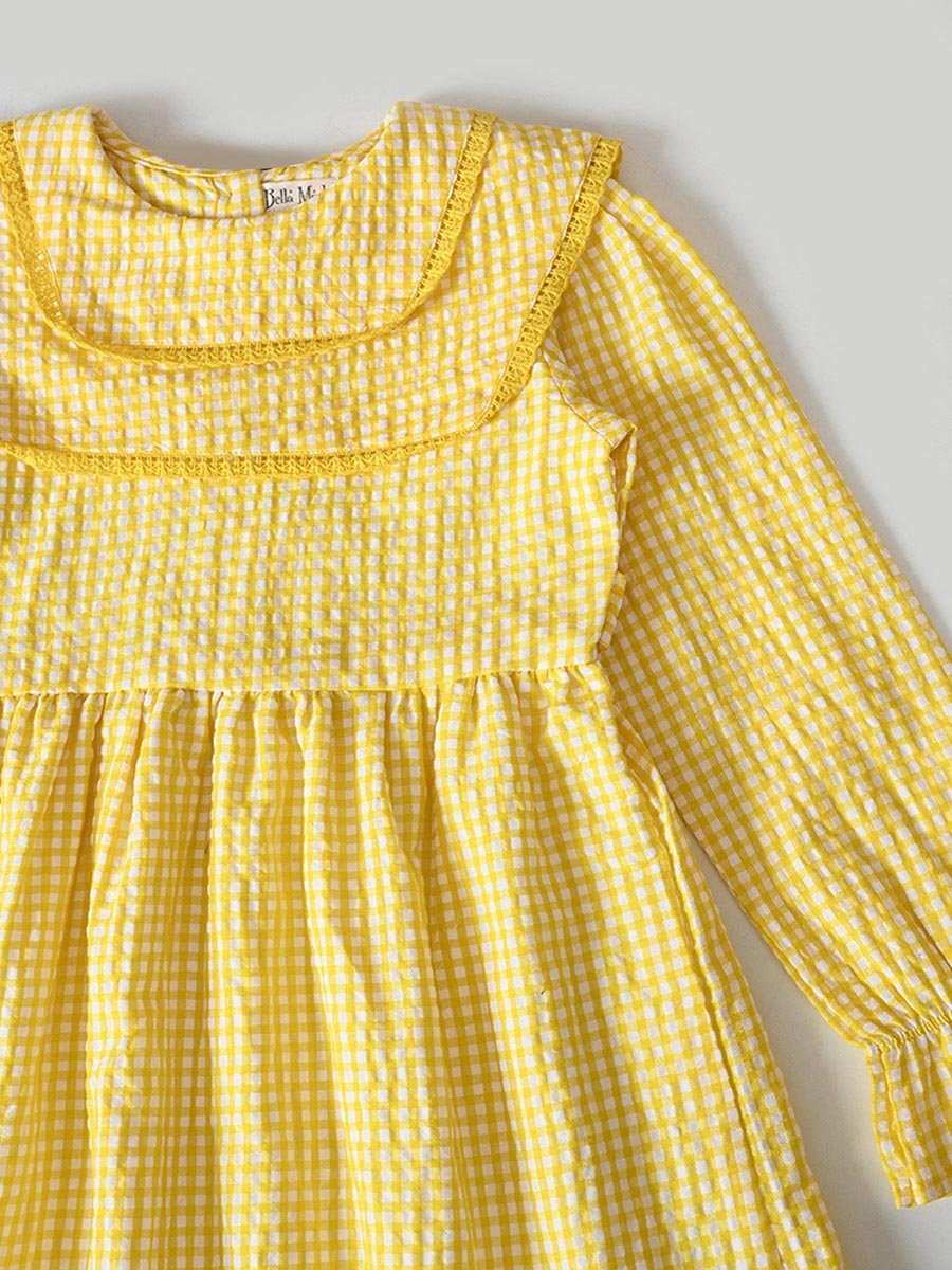 Gingham Print Tiered Knee-Length Dress