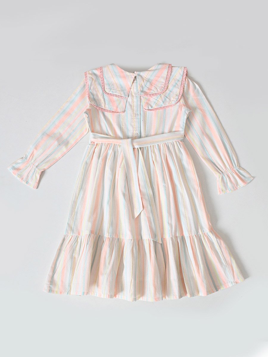 Striped Tiered Knee-Length Dress