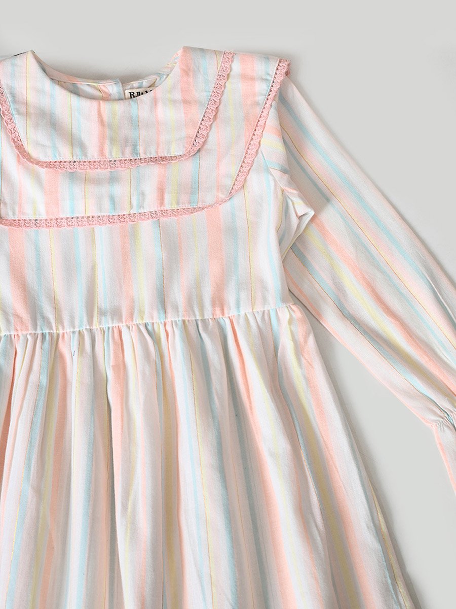 Striped Tiered Knee-Length Dress
