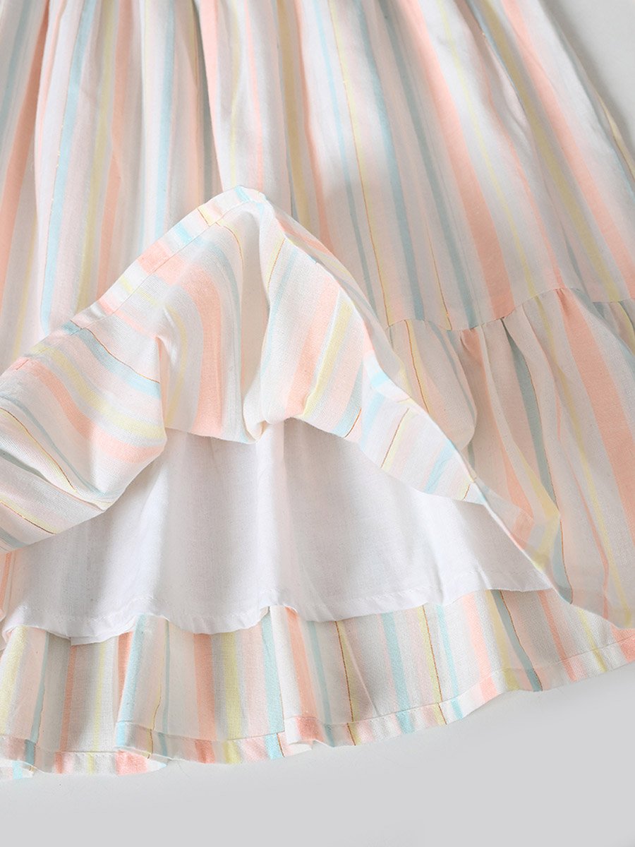 Striped Tiered Knee-Length Dress