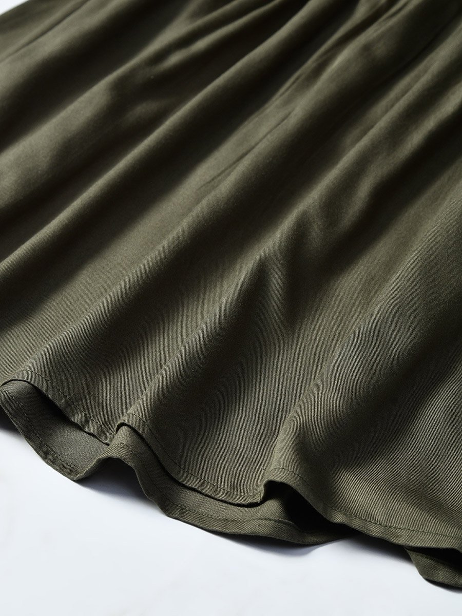 Embroidered Tie-Up Neck Knee-Length Dress