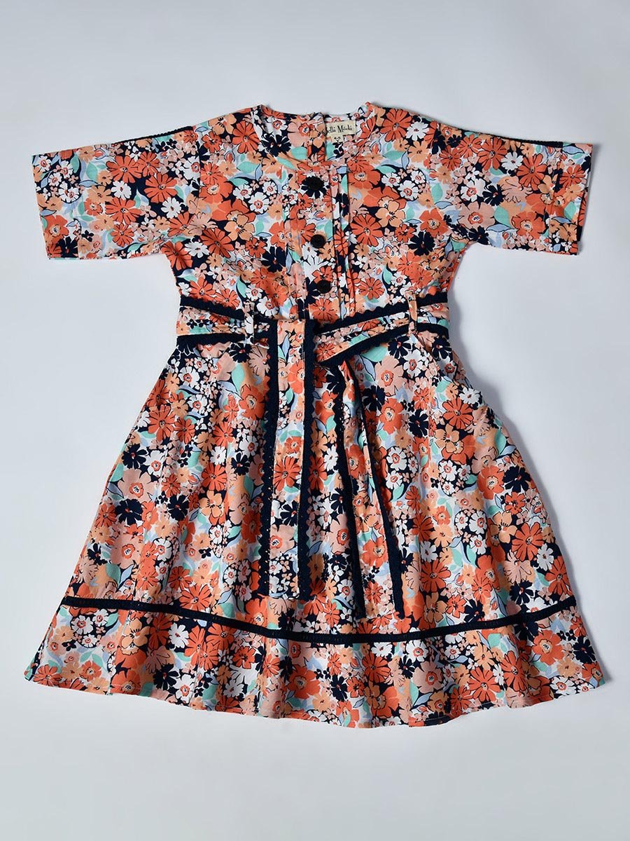 All-Over Print Short Sleeve Cotton Dress