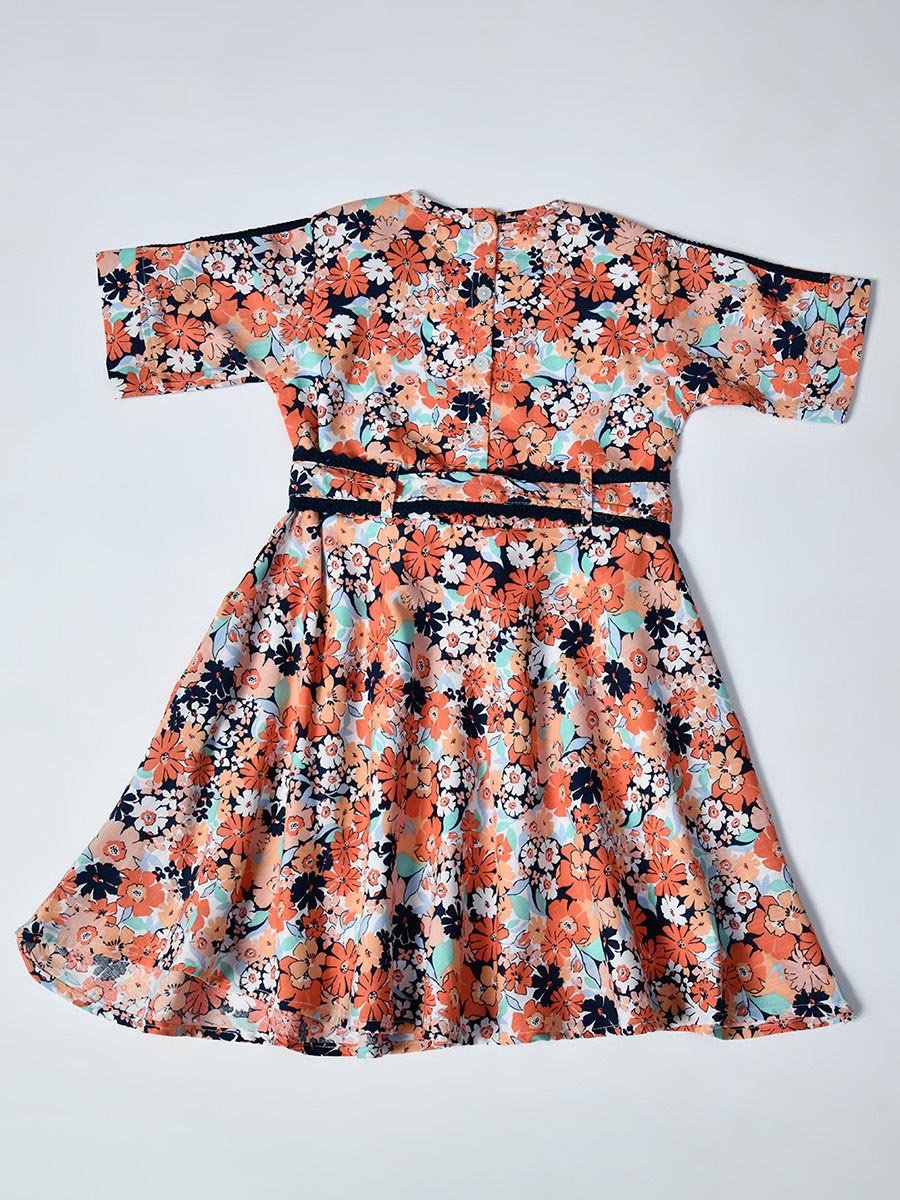 All-Over Print Short Sleeve Cotton Dress