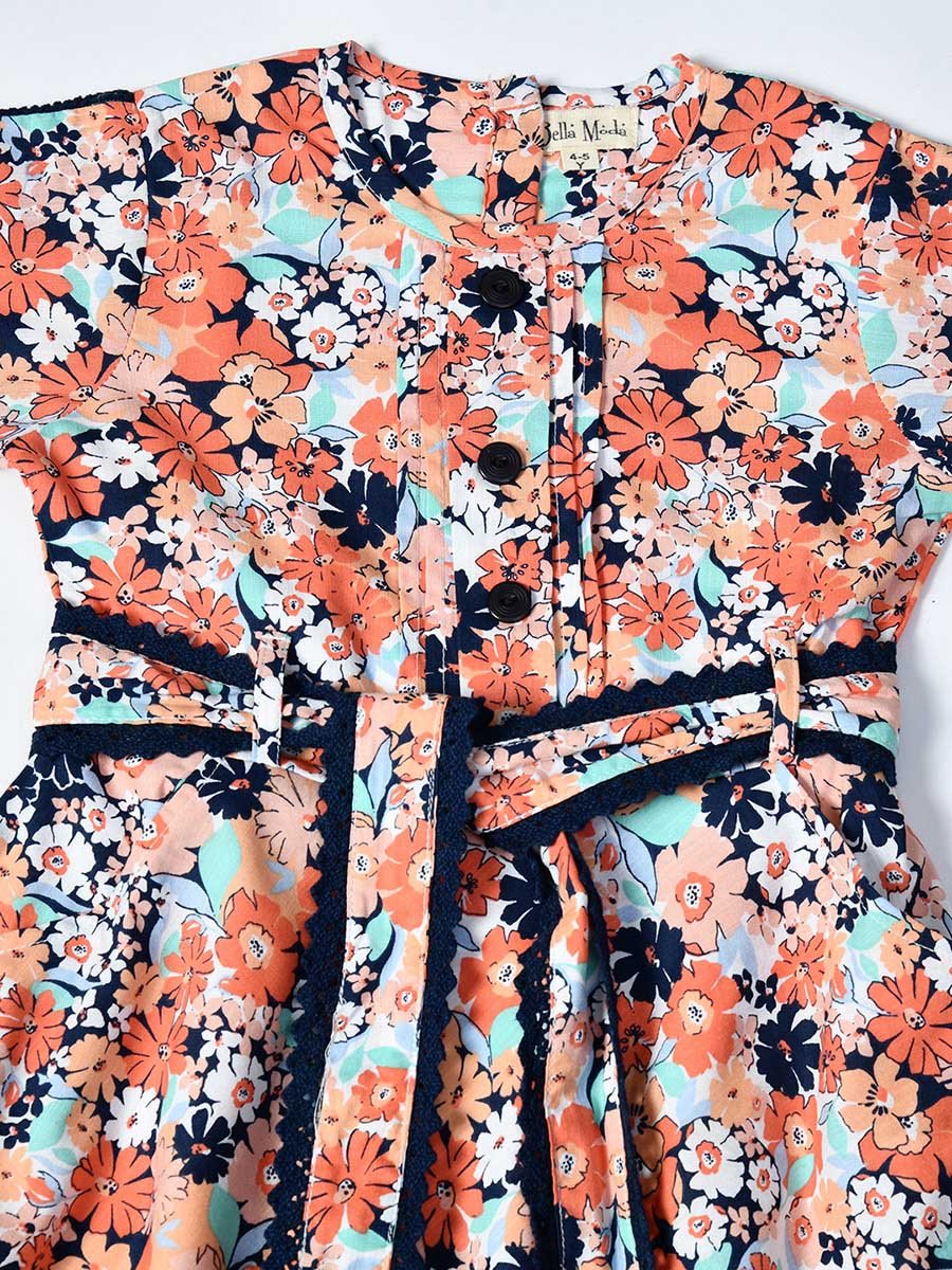 All-Over Print Short Sleeve Cotton Dress