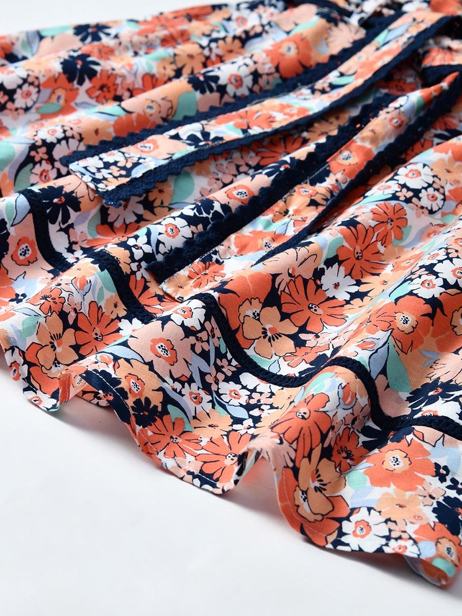All-Over Print Short Sleeve Cotton Dress
