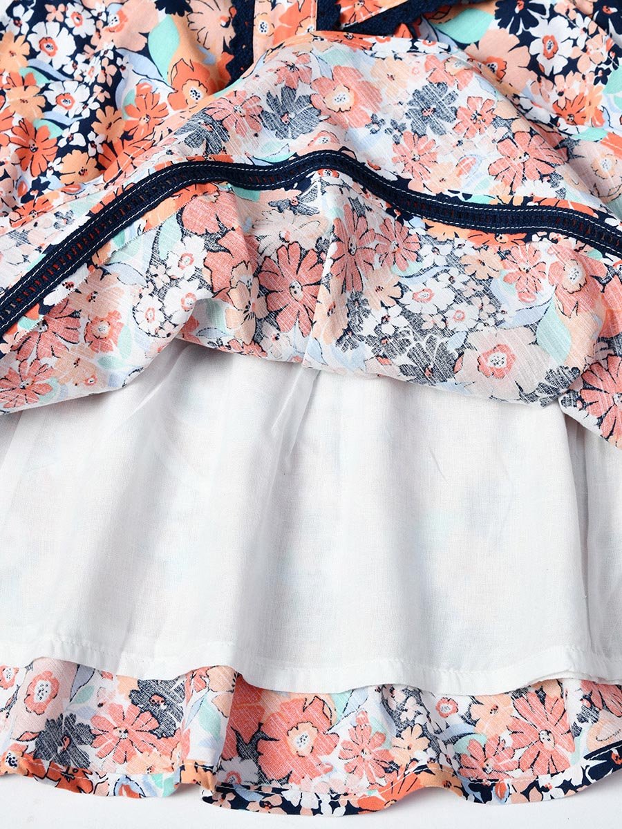 All-Over Print Short Sleeve Cotton Dress
