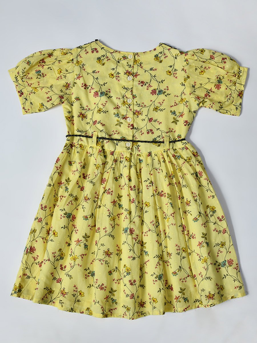Floral Printed Lace Detail Cotton Dress
