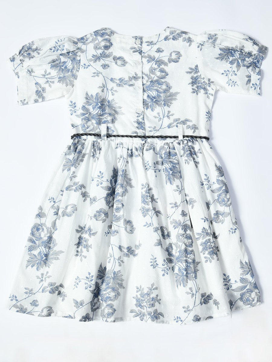 Floral Printed Lace Detail Cotton Dress