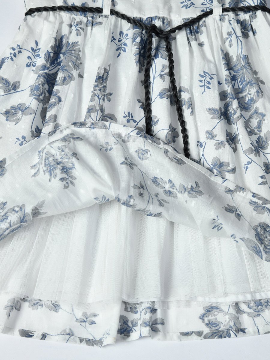 Floral Printed Lace Detail Cotton Dress