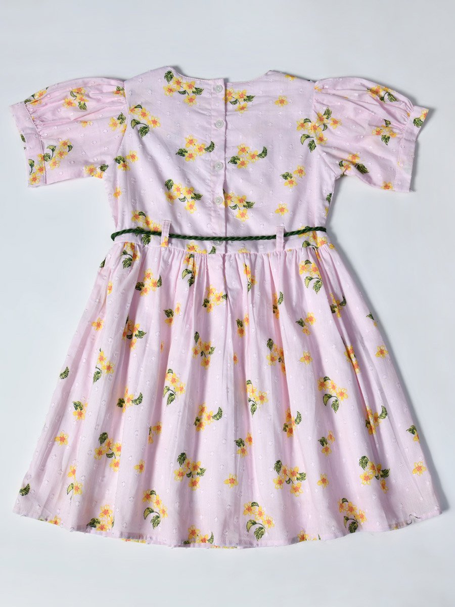 Floral Printed Lace Detail Cotton Dress