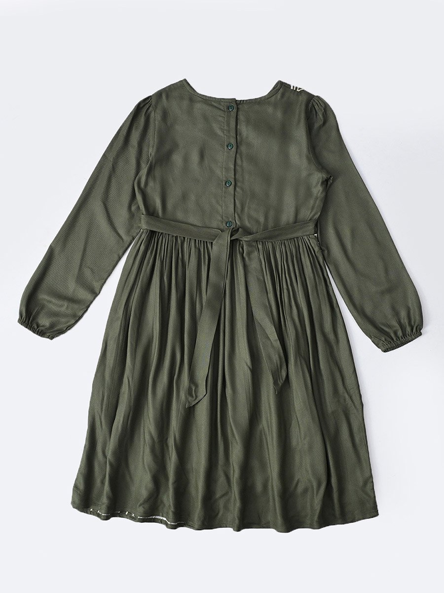 Embroidered Notch Neck Knee-Length Dress