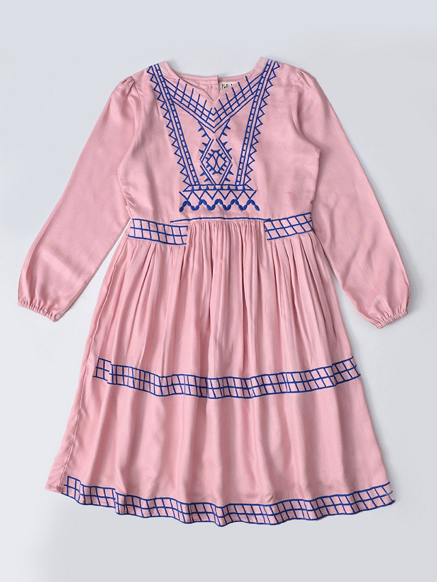 Embroidered Notch Neck Knee-Length Dress