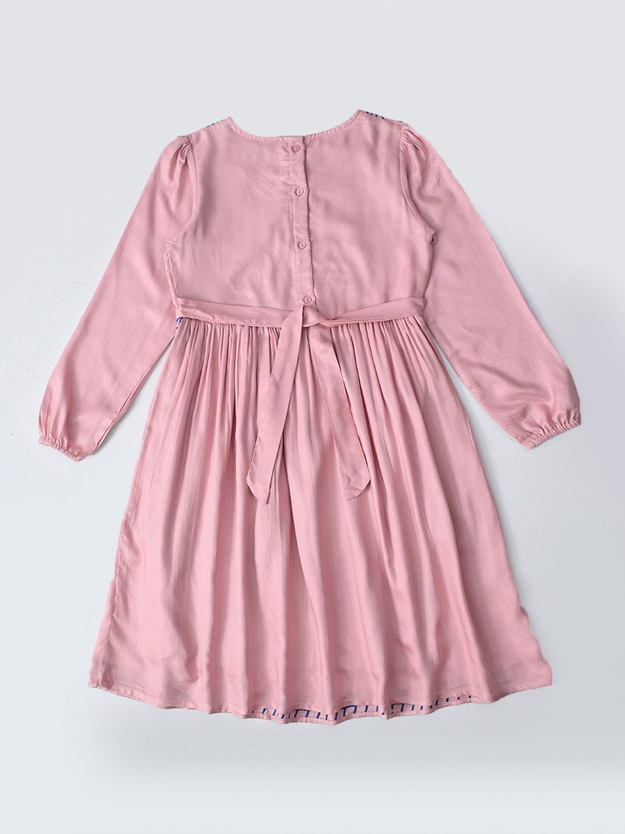 Embroidered Notch Neck Knee-Length Dress