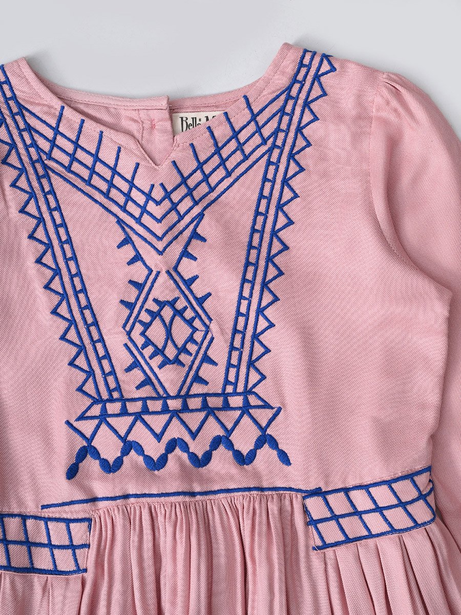 Embroidered Notch Neck Knee-Length Dress
