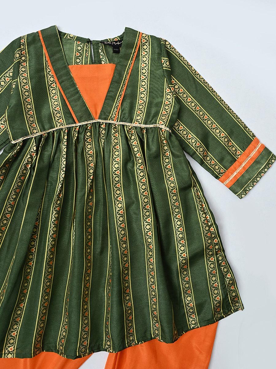Girls Ethic Motifs Print Kurta and Pants Set